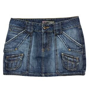 Joe's Jeans Y2K Low-Rise Micro Mini Denim Jean Cargo Skirt Sz 26" USA Bratz